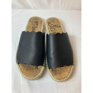 Womens‎ Sam Edelman Andy Slide Espadrille Sandal Black Leather 7.5